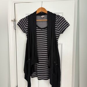 BONGO Charcoal and Black Layered Top